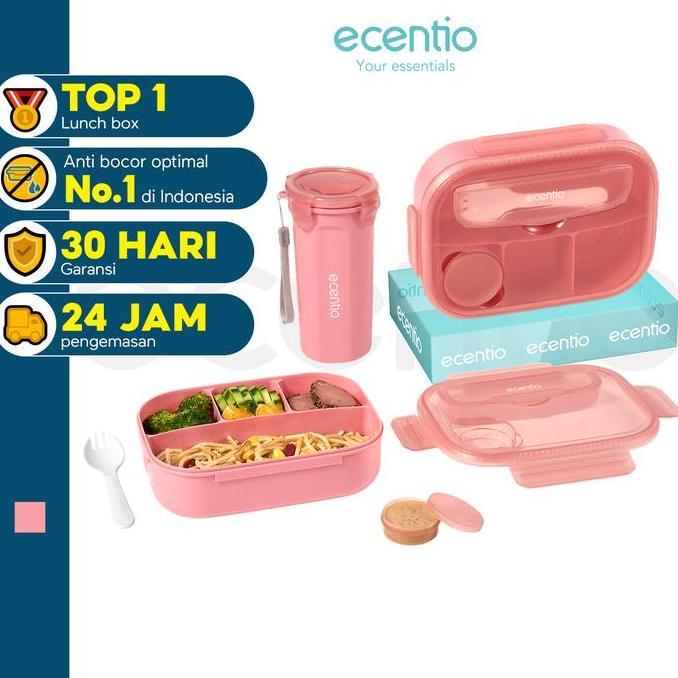 ecentio anti-spill lunch box spoon lunch box sauce box 1200ml+500ml BPA FREE