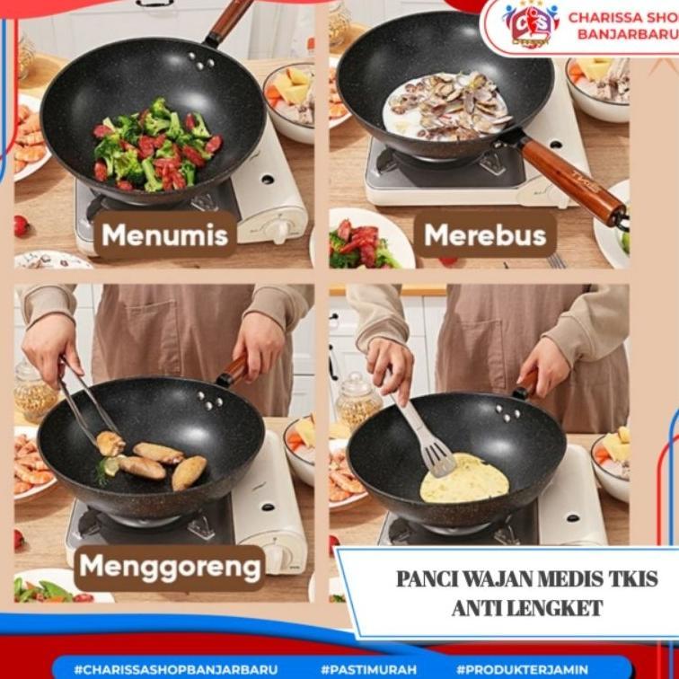Tkis Wajan Batu Medis Wajan Anti Lengket Uk 32 Semua Kompor
