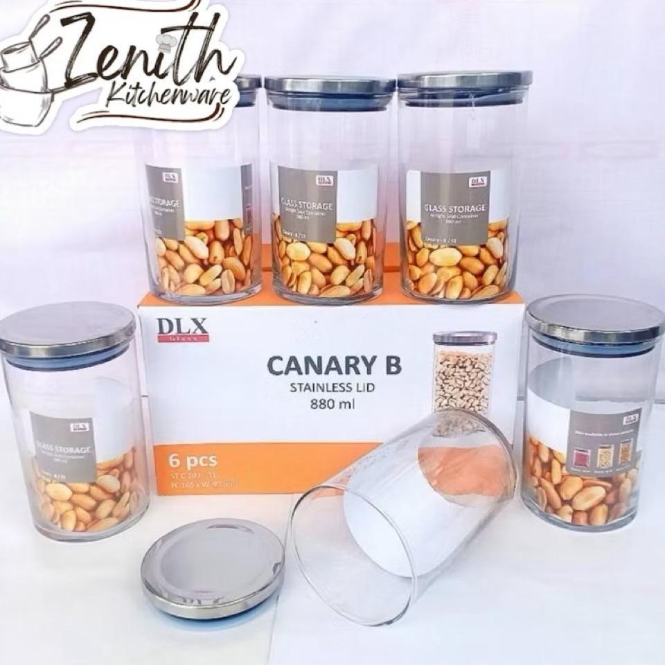 (6 Pcs) Stoples Kaca Dlx Kedap Udara Seal Canary/ Toples Kaca Serbaguna Dlx