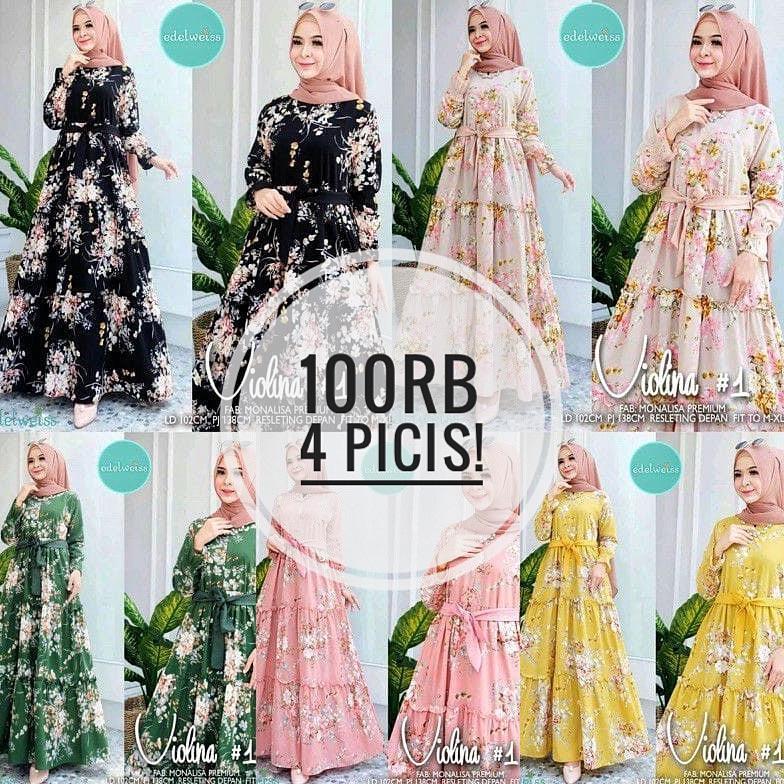 Bergaransi 100Rb Dapet 4 Gamis Sakura//Gamis Motif Sakura Terbaru//Gamis Katun Bunga Sakura_Gamis Ka