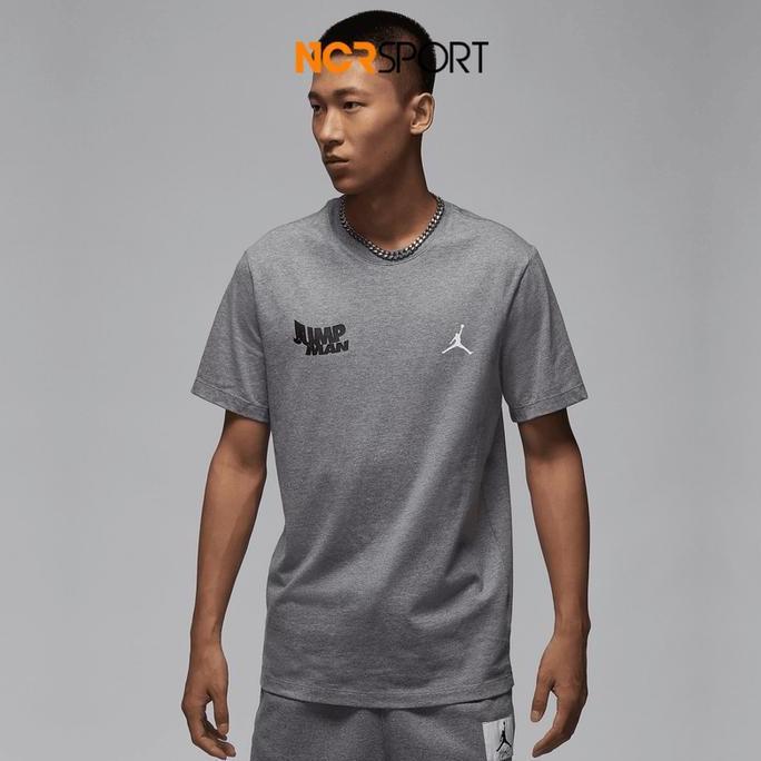 Baju Basket Air Jordan Stack Crew Tee Carbon Heather Original Fn6029-0