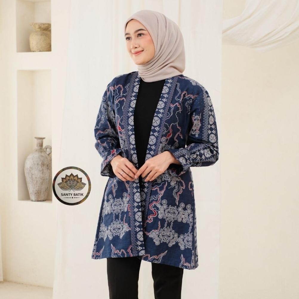 Premium Outer Batik  Modern Batik Wanita Lounge Cardi Batik Long Outer Terbaru