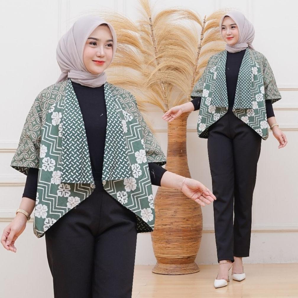 Disc Outer Batik Wanita Outfit Kerja Kekinian Motif Terbaru