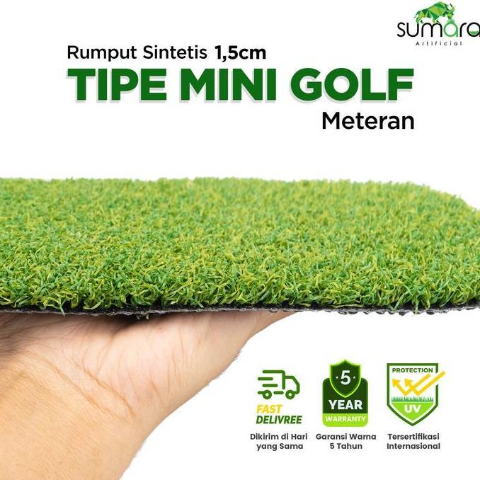 Rumput Sintetis Mini Golf 1,5 cm Sumara Artificial | Rumput Palsu Dekorasi Taman outdoor &  indoor M
