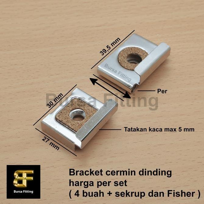 Plat jepit kaca wastafel / gantungan cermin / ambalan cermin / bracket cermin dinding / penahan kaca
