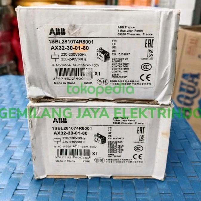 pt.dewicitraresmi / KONTAKTOR ABB AX32 220V / ABB AX32-30-01-80 3P 55A AC-1 15KW 1NC ASLI Diskon