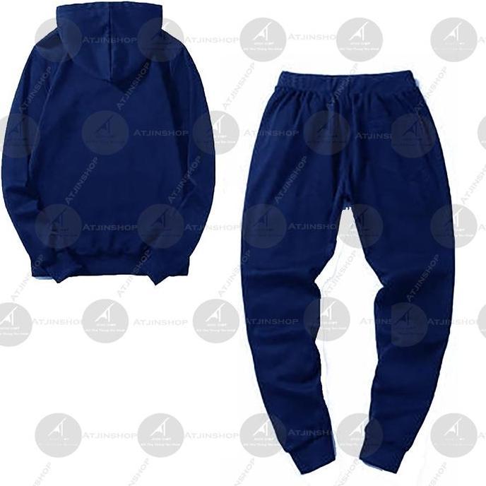 Memiaw89 - Set Atasan Hoodie Dan Celana Joger Pria Training Polos Casual Fashion Baby Terry