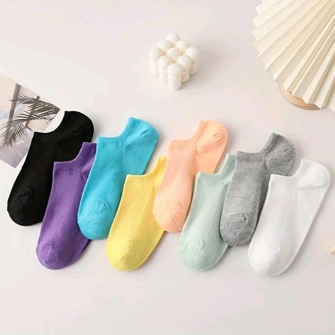 Cip- 10 Pasang Kaos Kaki Pendek Nita Tebal Nyaman 9 Rna Ukuran Kaki 37-42 Biru Pink Putih Hitam Ungu