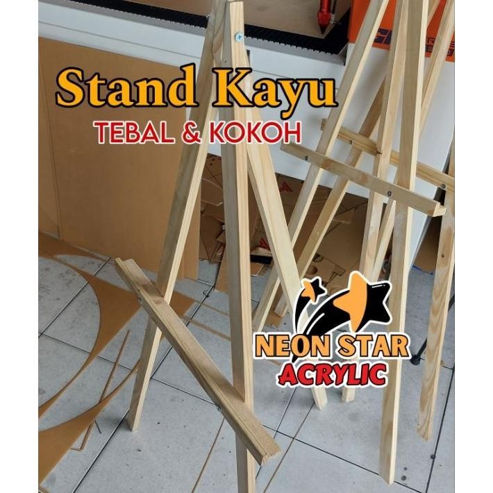 Stand Kayu Akrilik / Tripod Frame Akrilik Papan Bunga