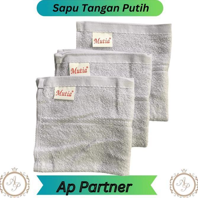 3 Pcs Handuk Kecil Ukuran 30 x 30 Cm | Sapu Tangan Handuk Hotel Putih Polos Premium Merk MUTIA