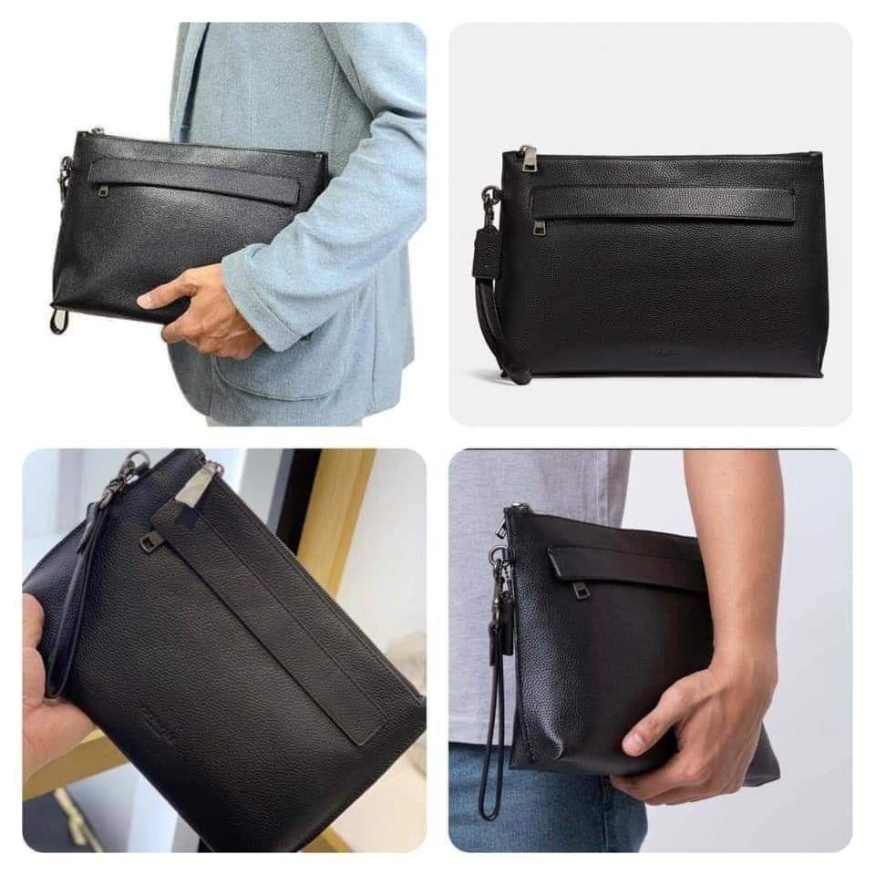 Clutch Pria Branded Co Men Carryall Pouch Pebbled Leather 100% Original