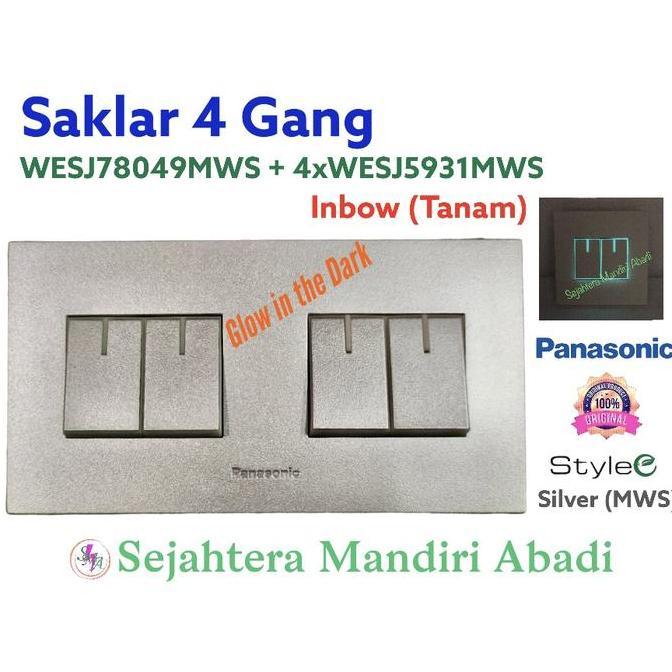 Ready Saklar 4 Gang Panasonic 4 Mata Inbow Tanam Style-E WESJ Silver MWS