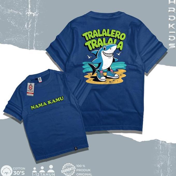 DR365 - [FREE NAMA] Kaos Anak ANOMALI TRALALERO TRALALA / Kaos Premium Anak Sablon Depan Belakang / 