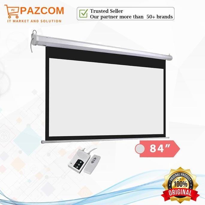 Screen Proyektor Motorized 84"/ Layar Proyektor Otomatis 84"