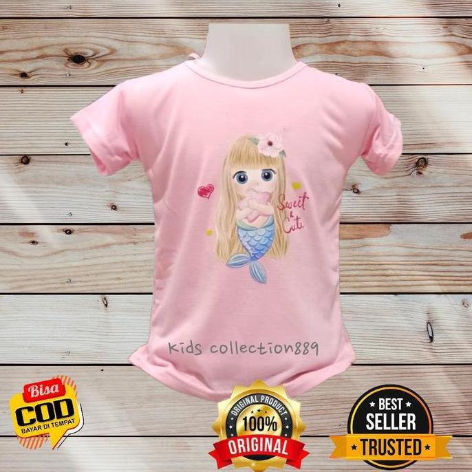 DV4 - kaos anak perempuan gambar duyung cantik Santai