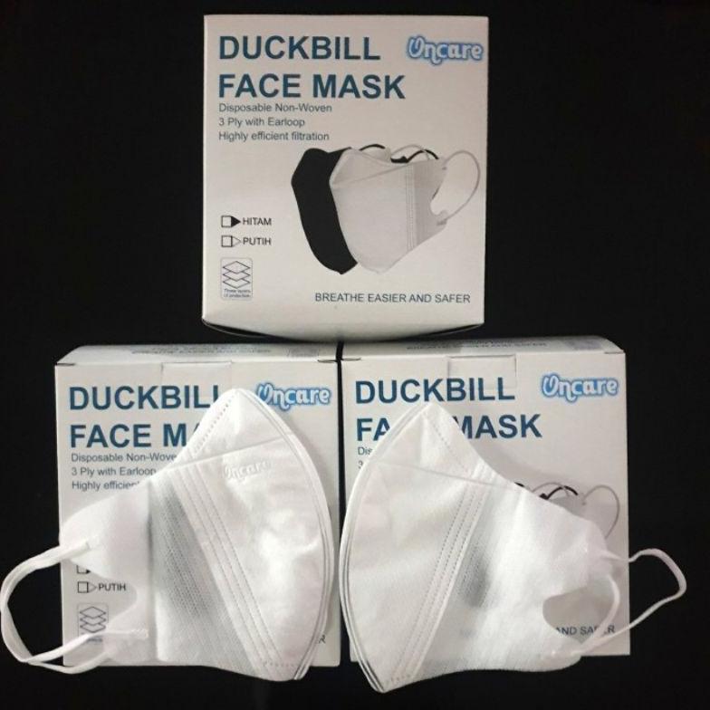 MASKER DUCKBILL ONCARE HITAM PUTIH 3 PLY ISI 50 PCS [PERFECTHOME]