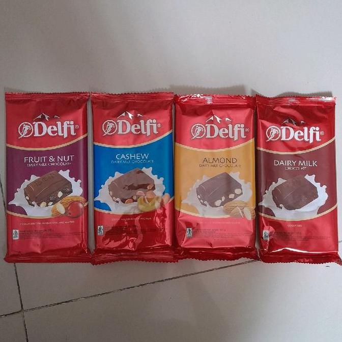 Delfi Coklat Dairy Milk Chocolate / Cashew/ Almond / Fruit & Nut 125Gr ( 1 Box Isi 10 Pcs )