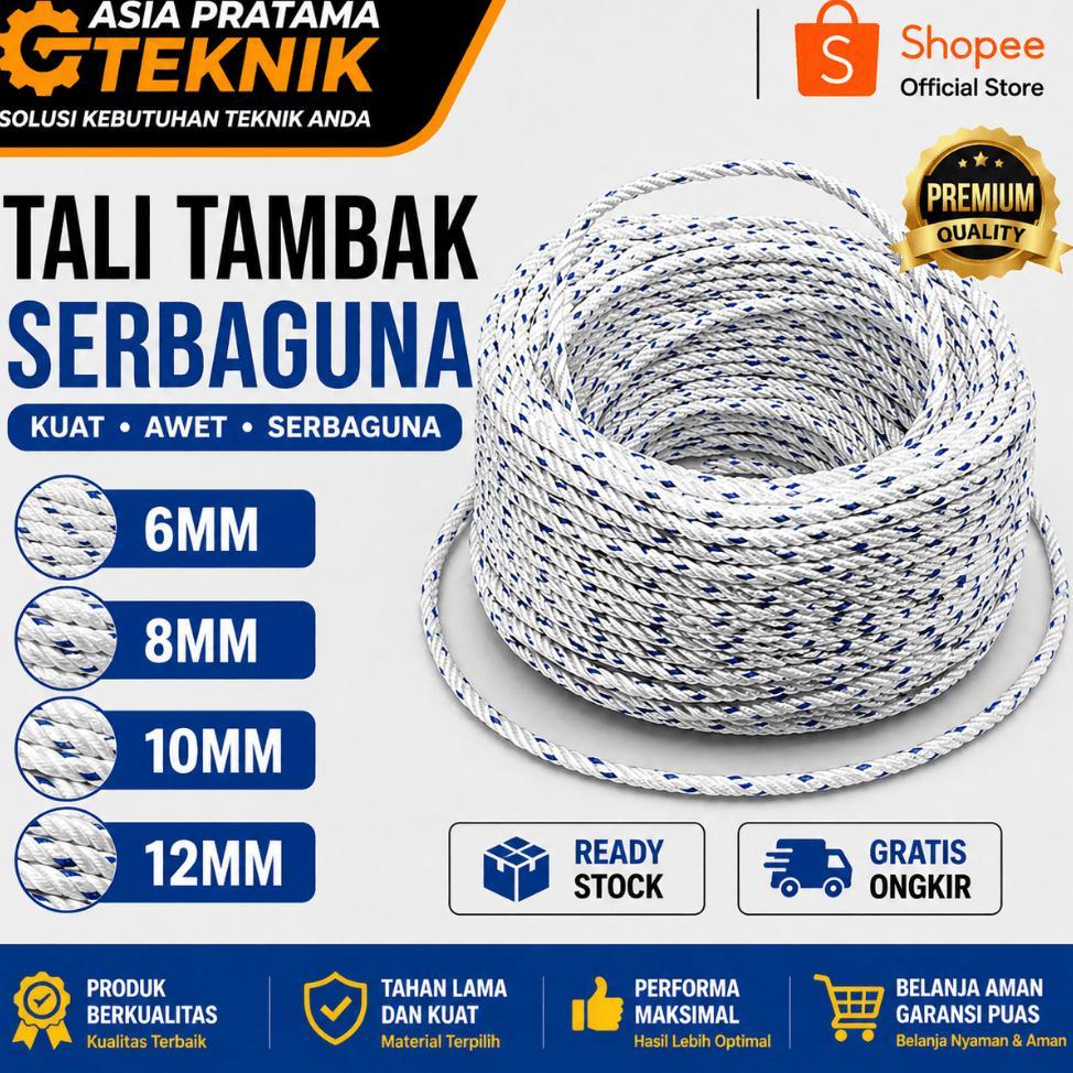 Tali Tambang Ppd 6Mm (50 Meter) / Tambang Kiloan / Tambang Truk / Tambang Losbak / Tali Proyek / Tam