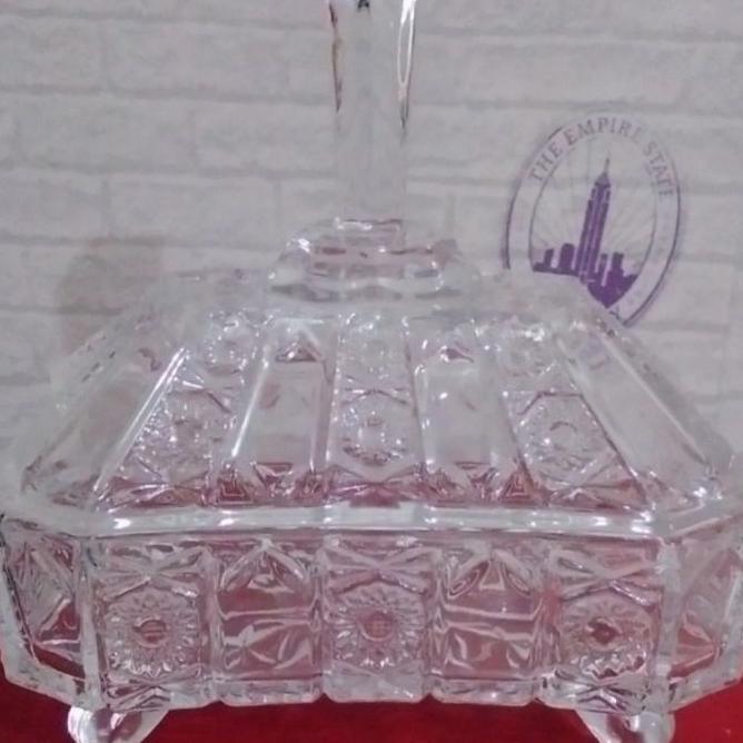 Capodimonte Toples Kaca Tempat Permen Kue Kering (Besar) Clear/Gold