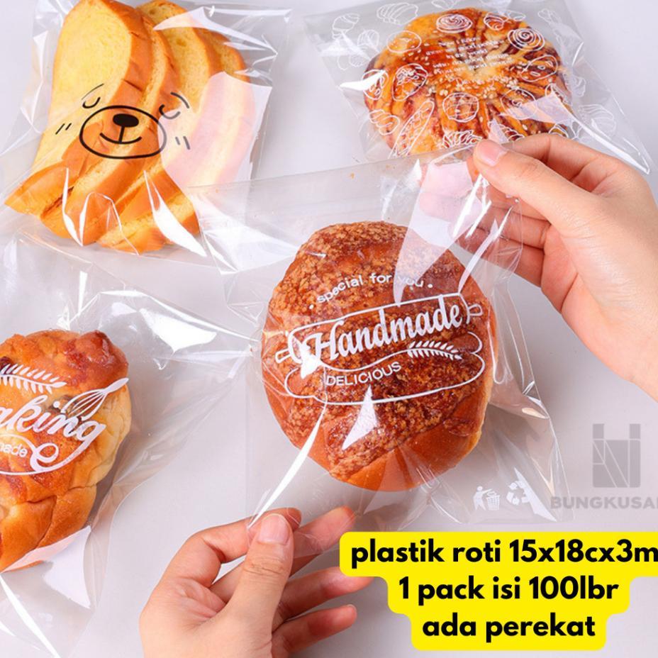 Plastik Opp Roti 15X18Cm Isi 100Pcs Dengan Seal Perekat Plastik Opp Motif Lucu Kemasan Pembungkus Ku