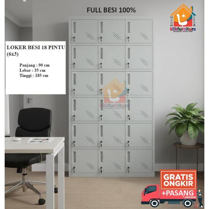 Loker Besi Kabinet / Cabinet Locker Besi 18 Pintu AKL 18 Locker Gym Karyawan Fitness Karyawan