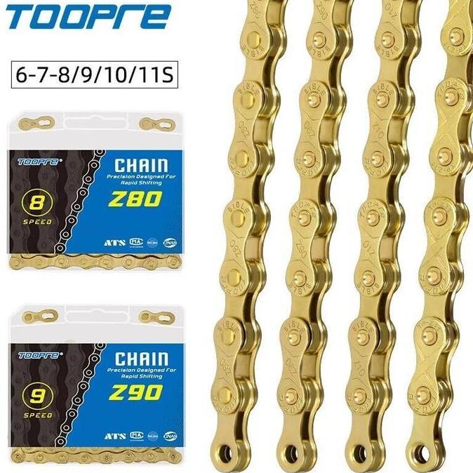 rantai sepeda gold TOOPRE bike chain 6 7 8 9 10 11 12 speed 8sp 9sp 10sp 11sp 12sp kmc vg rockbros e