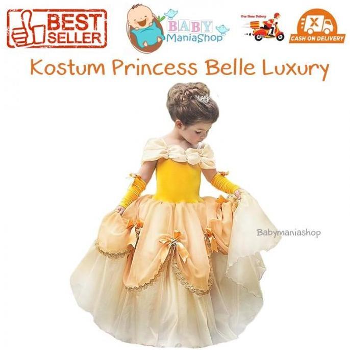 Dress Princess Belle Luxury Kostum Cosplay Baju Ulang Tahun
