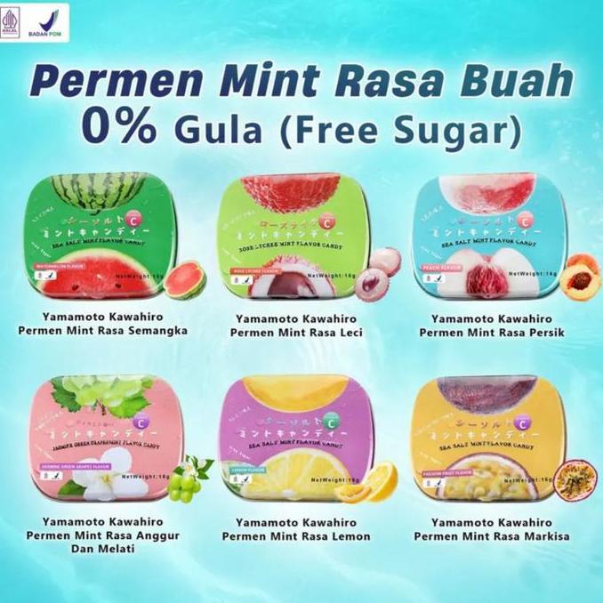 Yummy Permen Viral Mint Kaleng Yamamoto 16g Aneka Rasa Buah Sea Salt Candy Import China Halal