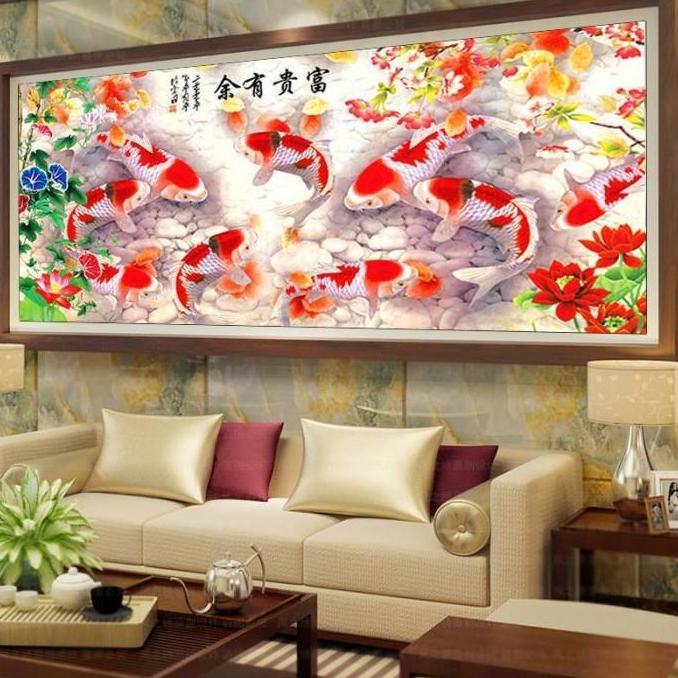 DIY Diamond Painting Full. Ikan koi taman bunga 15060 cm D619B