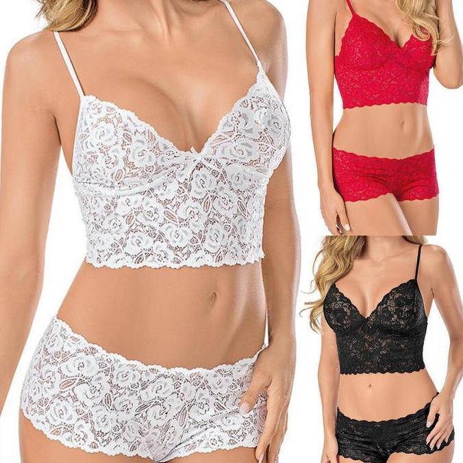 [NL]  BRA BROKAT SEXY SET LINGERIE WANITA BH DENGAN KOLOR LACE TRANSPARAN NET JARING SEKSI BIKINI 1 