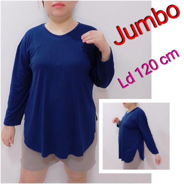 Hot Kaos Jumbo Lengan 7/8 - Kaos  Oversize Jumbo Spandex Halus - Kaos Model Oval