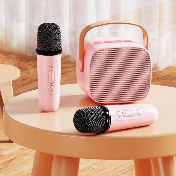 CUCI GUDANG Mini karoke Speaker Bluetooth 2 mic / Mini karoke Speaker Bluetooth Portabel Penuh Bass 