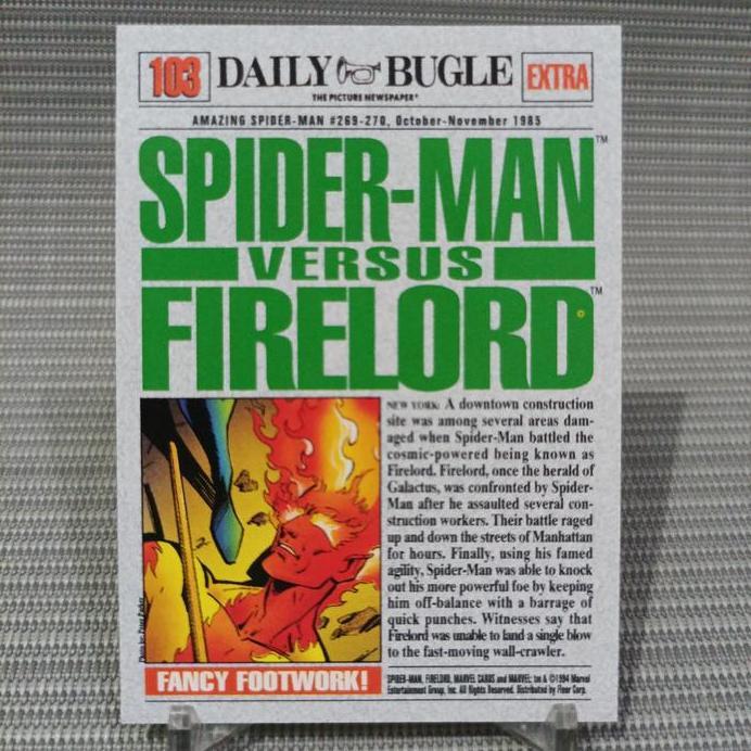 Fleer spiderman 1994 greatest battles spiderman VS firelord