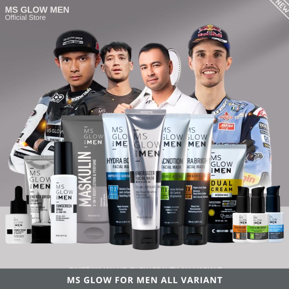 Ms Glow For Men All Paket & Satuan Lengkap Pria Basic | Acne |  Hydration | Brightening  Skincare Co