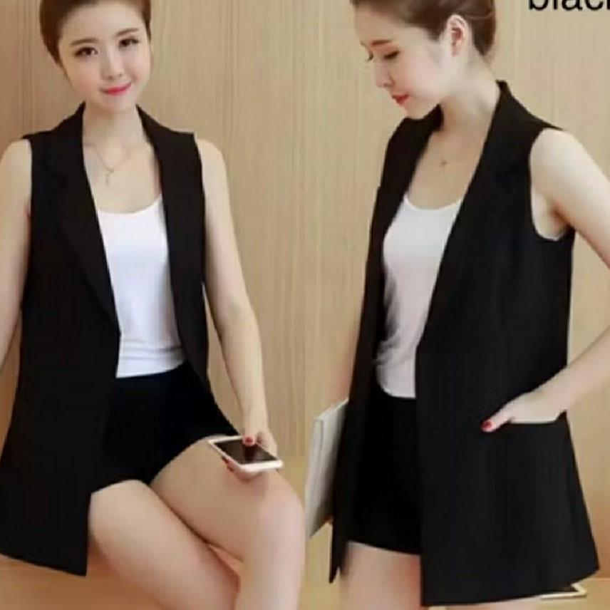 Outer Blazer Scuba Tanpa Lengan, Blazer Scuba Terkini