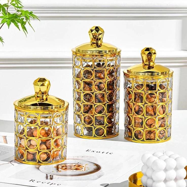Toples 3 Set Kaca Tempat Cemilan Kue Kering