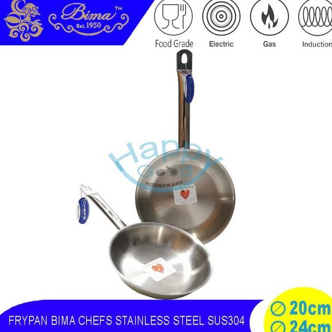 BIMA CHEFS 20-24CM FRYPAN | PANCI PENGGORENGAN STAINLESS STEEL SUS 304