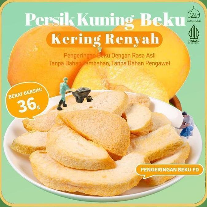 opevana78 - LuckymoreHALAL Persik Kuning Beku Kering 36gr, Keripik Persik Kuning, Keripik Buah, Cemi