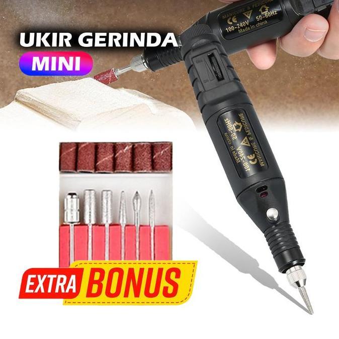 Nurqaila_ Rsi - Bor Ukir Elektrik Mini Variable Speed Rotary - Bor Mini Elektrik Set Mata Ukir Bor T