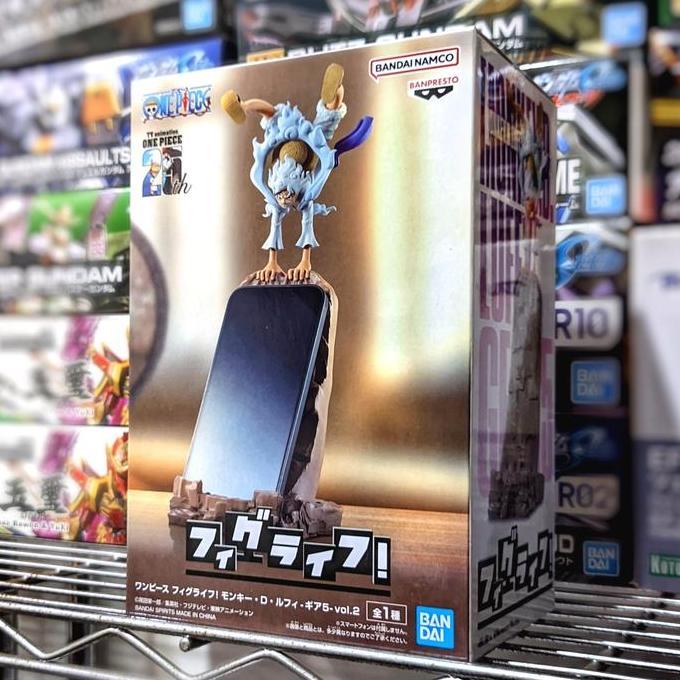 gomeya44 - figlife one piece figure - luffy gear 5 vol 2 stand handphone hp bandai banpresto figure
