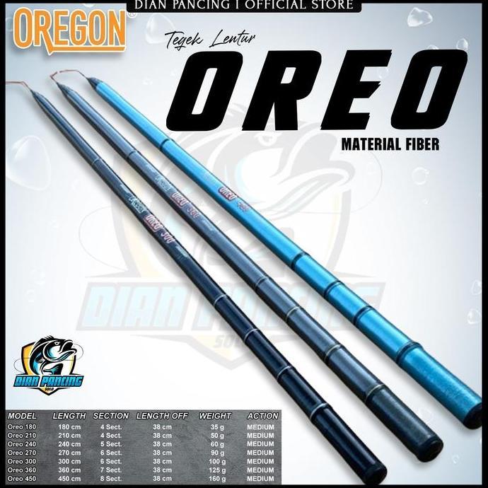 suhartatishop - joran tegek oregon oreo action lentur bahan fiber ruas panjang ready panjang 180 sam