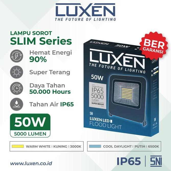 Promo Lampu Sorot Led 50Watt Luxen Kuning / Putih Anti Air Dan Berkualitas