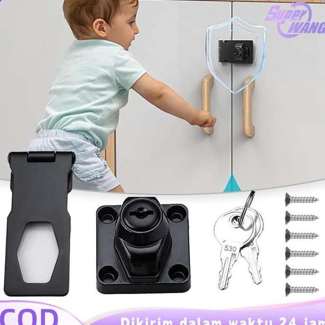 1Set Kunci Gembok Pintu Anti Maling Gembok Oveal Kunci Pintu Engsel Gembok Pintu Cantolan Gembok