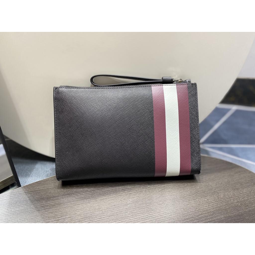 Original Bally Men'S Clutch Bag First Layer Cowhide