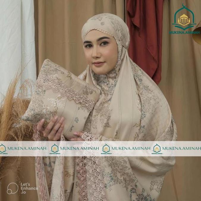 MUKENA.AMINAH MUKENA DEWASA PREMIUM SILK MOTIF DAILY 2IN1 RENDA MEWAH JS