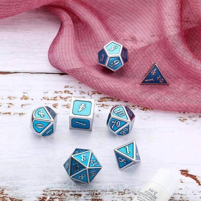 Promo Tecunite 7 Dice Metal Polyhedral Dice Set Dnd Dice Set - Dadu Metal Cod