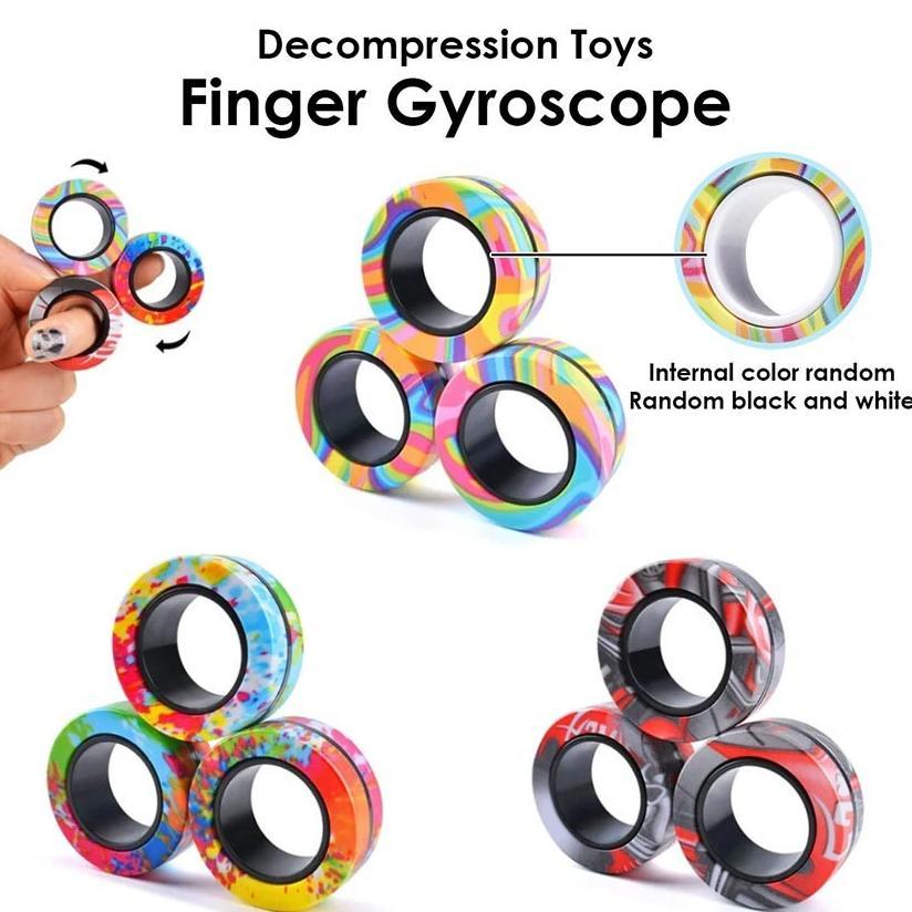 3Pcs Finger Fidget Spinner Ring Magnet Anti Stress / Mainan Anak Magnetic Fidget Spinner Magnet Ring