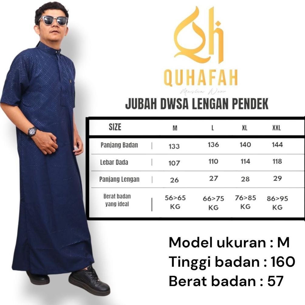 TERBARU Jubah Gamis Pria Slimfit Terbaru AL Majid || Jubah katun emboss premium lengan pendek || Jub