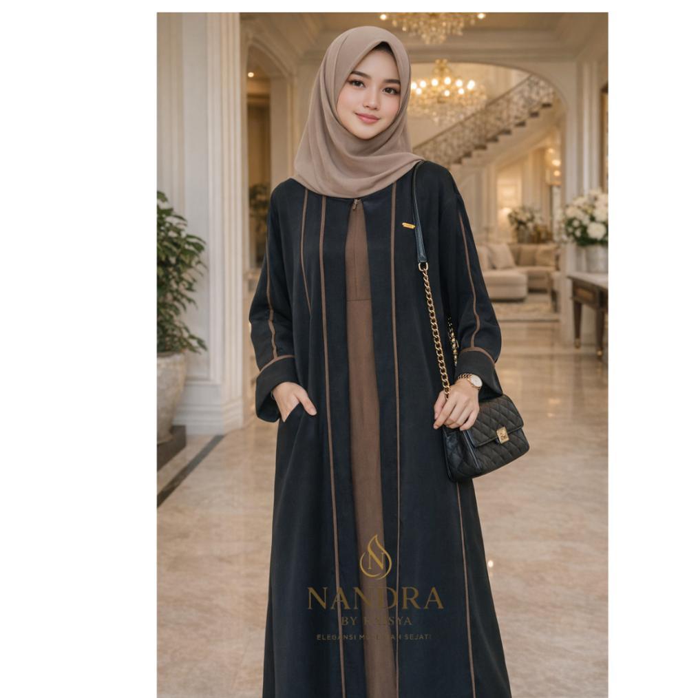 NEW DEALS Abaya Raisya - Abaya Hitam elegan busui friendly - Gamis abaya Turkiye - Gamis abaya Hitam