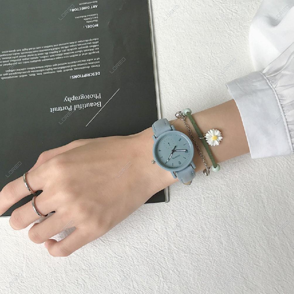 terbaru loreo - jam tangan wanita retro dial bulat analog quartz watch